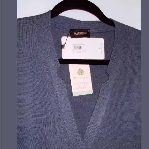 MARCHESIN Teal Blue Merino Wool Cardigan XXL-XXXL - Picture 8 of 8